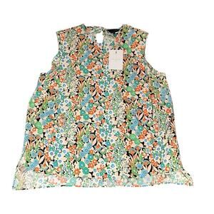 NWT Ted Baker Womens 1 Nelliy Sleeveless Top Shoulder Detail Spring Floral Light